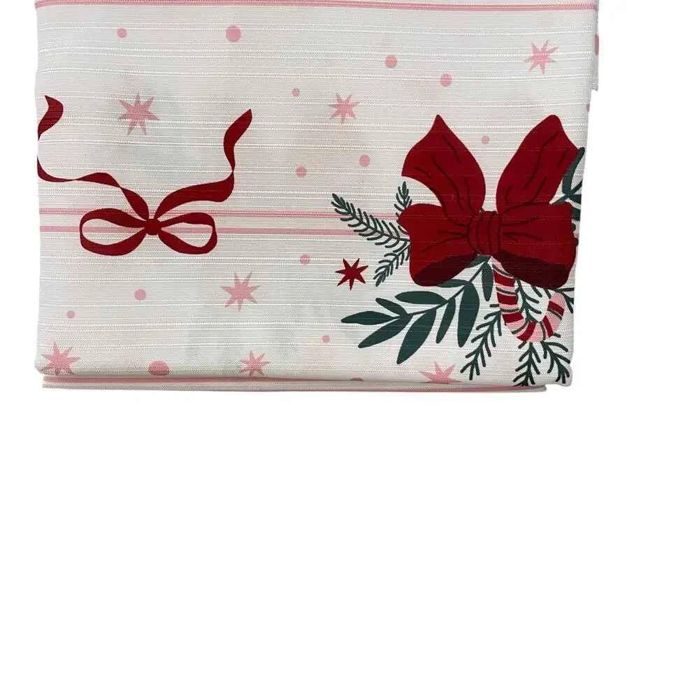 Christmas RED BOWS Fabric Shower Curtain 72x72 Festive Holiday Bath NEW